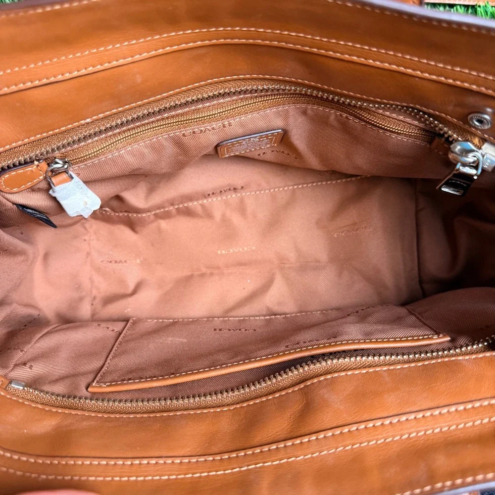 Coach Swagger 27 Carryall Saddle Tan Pebbled Leather Satchel Bag 34816 - Picture 7 of 9